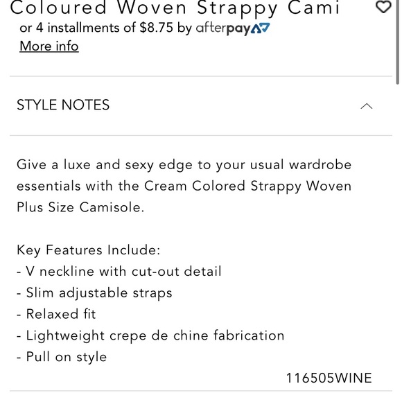 NWT XS / 14W ZING STRAPPY WOVEN CAMI CITY CHIC - Picture 10 of 16